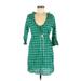 Mud Pie Casual Dress - Mini Plunge 3/4 sleeves: Green Dresses - Women's Size Medium