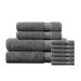 Delara 100% Organic Cotton Luxuriously Plush Bath Towel 10 Piece Set GOTS & OEKO-TEX Certified Terry Cloth/ in Gray/Black | 30 W in | Wayfair