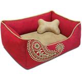 Tucker Murphy Pet™ Fully Removable & Washable Dog Bed, Paisley Inspi Embroidery Microsuede Bed w/ Durable YKK Zippers Polyester/Faux Suede | Wayfair