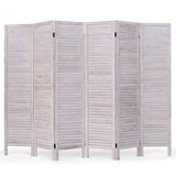 Foundry Select 6 Panels Classic Venetian Wooden Slat Room Screen Wood in Gray/White | 67 H x 96 W x 0.8 D in | Wayfair