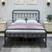 August Grove® Victorian Vintage Style Platform Metal Bed Frame Foundation Headboard Footboard Heavy Duty Steel Slats Metal in Black | Wayfair