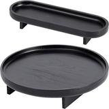 Latitude Run® Decorative Trays For Home Decor, 2 Pcs Tray For Coffee Table, Round Wood Serving Tray in Black | Wayfair