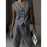 Bronladies Summer Womem Chic Vest Shorts Suit Two-Piece Set 2023 Office Ladies Chic 2 Piece Sets