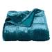 HiEnd Accents Stella Faux Silk Velvet Double Box Stitch Throw Blanket, 50"x60"