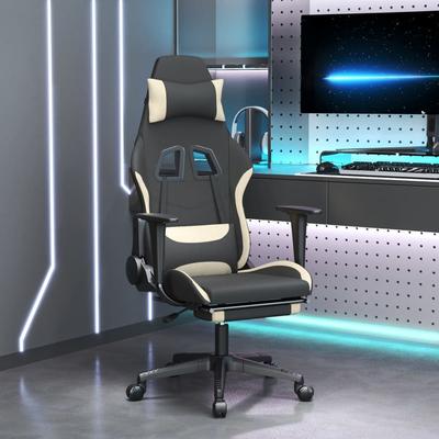 vidaXL Gaming Chair Massage Computer Chair with Footrest for Office Fabric