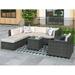 Outdoor Patio Furniture All Weather Conversation Set of 8 PE Wicker Rattan Sectional Sofa Set with Cushions and Coffee Table Beige