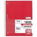 Mead Spiral Notebook 1 Subject Quad Ruled Paper 100 Sheets 10-1/2 x 7-1/2 inches (05676)