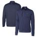 Men's Cutter & Buck Navy Houston Texans Helmet Stealth Heathered Quarter-Zip Pullover Top