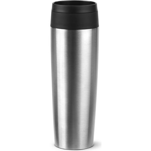 „Thermobecher EMSA „“Travel Mug Classic““ Trinkgefäße Gr. Ø 8 cm x 24,2 cm, 500 ml, schwarz (edelstahl, schwarz) Thermobecher und Coffee to go 6h heiß, 12h kalt, 100% dicht, spülmaschinenfest, 360-Trinköffnung“