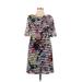 Jessica Howard Casual Dress - Shift Crew Neck Short sleeves: Purple Floral Dresses - Women's Size 8