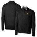 Men's Cutter & Buck Black Green Bay Packers Helmet Lakemont Tri-Blend Quarter-Zip Pullover Sweater