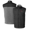 Men's Cutter & Buck Black Washington Commanders Helmet Stealth Hybrid Quilted Windbreaker Full-Zip Vest