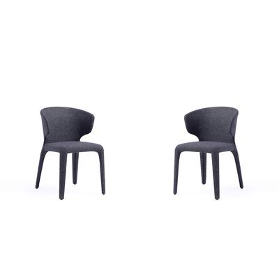 Conrad Modern Woven Tweed Dining Chair in Black (Set of 2) - Manhattan Comfort DC031-WBK