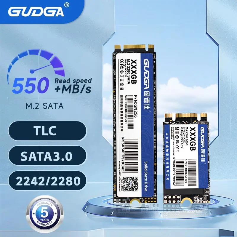 GUDGA M2 2280 SSD M.2 SATA 256gb 128gb 512gb 1 to 120g 240g lecteur interne NGFF 2280mm 2242mm Disco Duro pour ordinateur portable de bureau