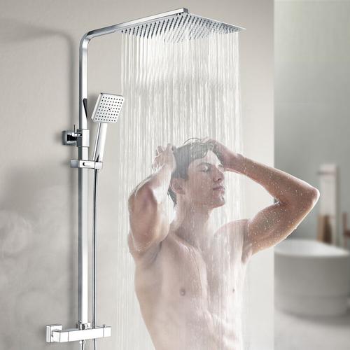 Duschsäulen mit Thermostat Duschsystem Edelstahl Quadratisch 30x30cm Extra Große Regendusche mit
