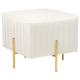 Pouf Sitzhocker Creme Samtstoff goldene Metallbeine 45 x 45 cm Glamour Elegant