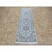 Hand Knotted Ivory Nain with Wool & Silk Oriental Rug (2'7" x 8'5") - 2'7" x 8'5"
