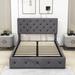 Red Barrel Studio® Tufted Platform Bed Wood & /Upholstered/Linen in Gray | 48.6 H x 58.8 W x 77.9 D in | Wayfair A1D21B266FD1479BA163975A6EBA10BE