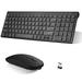 Rechargeable Wireless Keyboard Mouse UrbanX Slim Thin Low Profile Keyboard and Mouse Combo with Numeric Keypad Silent Keys for ROG Phone 6 - Black