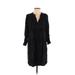Ann Taylor Casual Dress - Shift V Neck 3/4 sleeves: Black Print Dresses - Women's Size 2