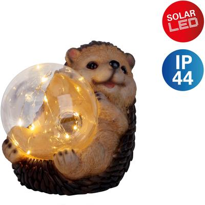 LED Solarleuchte NÄVE "Igel", braun, B:12,00cm H:14,50cm L:17,00cm, Lampen, süßer Igel mit beleuchteter Kugel in braun/b