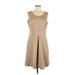 Pink Tartan Casual Dress - A-Line: Tan Solid Dresses - Women's Size 10