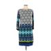Donna Ricco Casual Dress - Shift: Blue Print Dresses - Women's Size 10