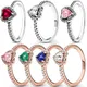 Bague en argent regardé 925 avec coeur rouge suréWerpour femme matiques en cristal coloré cadeau