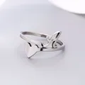 Bague ouverte en acier inoxydable pour hommes et femmes 26 lettres lettre d'amour coeur nom