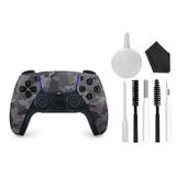 Sony Play Station Dual Sense Wireless Controller Gray Camouflage With Electric Cleaning Kit BOLT AXTION Bundle Like New