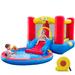 Inflatable Bounce House with Blower, Bouncy Castle Waterslide & Pool for Wet Dry Combo, Bouncer with Repair Kits Basketball Hoop