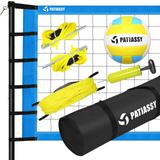 Outdoor Portable Volleyball Net Set System - Quick & Easy Setup Adjustable Height Steel Poles