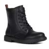 Schnürstiefel GEOX "J ECLAIR GIRL", Kinder, Gr. 27, schwarz, Synthetik, klassisch, Schuhe, mit Reißverschluss