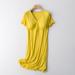 Miluxas Women 3 in 1 Delivery/Labor/Maternity/Nursing Nightgown Short Sleeve Pleated Breastfeeding Sleep Dress Clearance Yellow 12(XXL)