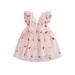 Licupiee Infant Girls Butterfly Pineapple Print Dress Summer Kid Baby Fly Sleeve V Neck A-line Dress Tutu Prom Gown Cute Clothes