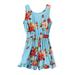 Tarmeek Girls Summer Floral Print Romper Spaghetti Strap Scoop Neck Sleeveless Belted Jumpsuit Shorts with Pockets 2-8T