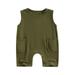 Thaisu 0-2Y Baby Girls Boys Romper Solid Color Summer Sleeveless Round Neck Casual Party Street Short Jumpsuit