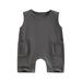 ELF 0-2Y Baby Girls Boys Romper Solid Color Summer Sleeveless Round Neck Casual Party Street Short Jumpsuit
