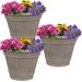 Sunnydaze Franklin Polyresin Outdoor Flower Pot Planter - Beige - Set of 3