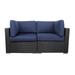 EXCITED WORK 2 Piece Terrace Furniture Set Blue Double Terrace Combination Corner Sofa All Weather Wicker Rattan Outdoor Thick Sofa Set - Waterproof Durable Soft Ergonomic