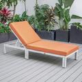 LeisureMod Chelsea Grey Patio Chaise Lounge Chair With Cushions Orange