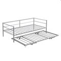 Walker Edison Twin Size Metal Daybed w/ Adjustable Trundle, Pop Up Trundle Wood in Gray | Wayfair XD-304
