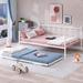 Walker Edison Metal Daybed w/ Twin Size Adjustable Trundle, Portable Folding Trundle Metal in White | Wayfair XD-309