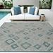 HR Diamond & Moroccan Pattern Outdoor Rug Waterproof Mold/Stain/Fade-Resistant Blue/Sand Color