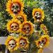 Halloween Sunflower Skull Simulation Flowers - Garden Decoration Outdoor Decorative Sunflower Stake Yard Lawn Art for Pathway Decor Scary Ugly Halloween Decoration Garden Ornaments