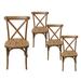 FOH 4pcs Dining Chair Textured Wood Resin Crossback Stacking Event Cafe Patio Restaurant Chairs For Outdoor/Indoor