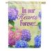 America Forever House Flag - In Our Hearts Forever Cemetery Memorial Religious Bereavement Double Sided 28 x 40 Decor Seasonal Yard Outdoor Decorative Flag