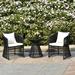 Hokku Designs Siems Round 3 - Person 31.5" Long Outdoor Dining Set w/ Cushions Glass in Black | 31.5 W x 31.5 D in | Wayfair