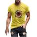 SOOMLON Men s US American Flag Shirt Vintage Independence Day 4th of July T-Shirt Print Pullover Fitness Sport T-Shirt Crewneck Short Sleeve Yellow M