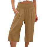 Wide Leg Work Pants for Women Wide Leg Trousers for Women High Waisted Linen Beach Pants Cotton Linen Palazzo Lounge Pant Loose Fit Joggers Pocket Tall Womens Pants